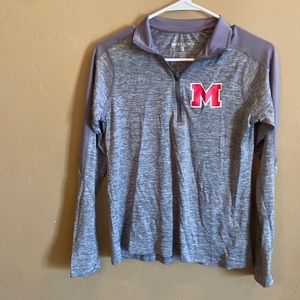 Miami University Holloway llightweight fitted Women small gray red 100 poly
